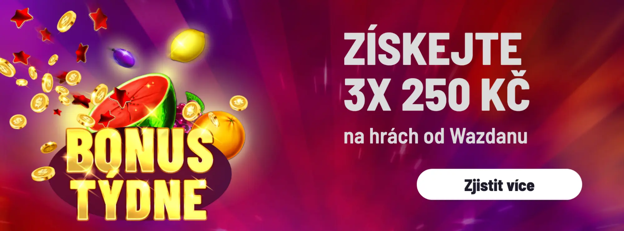 Apollo Games bonus týdne – 3× 250 Kč na Wazdan automatech. Bonus týdne – získejte 3× 250 Kč na hrách od Wazdanu.